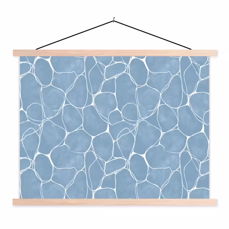 Organisch - Patroon - Blauw textielposter latten blank klein 122 -3d