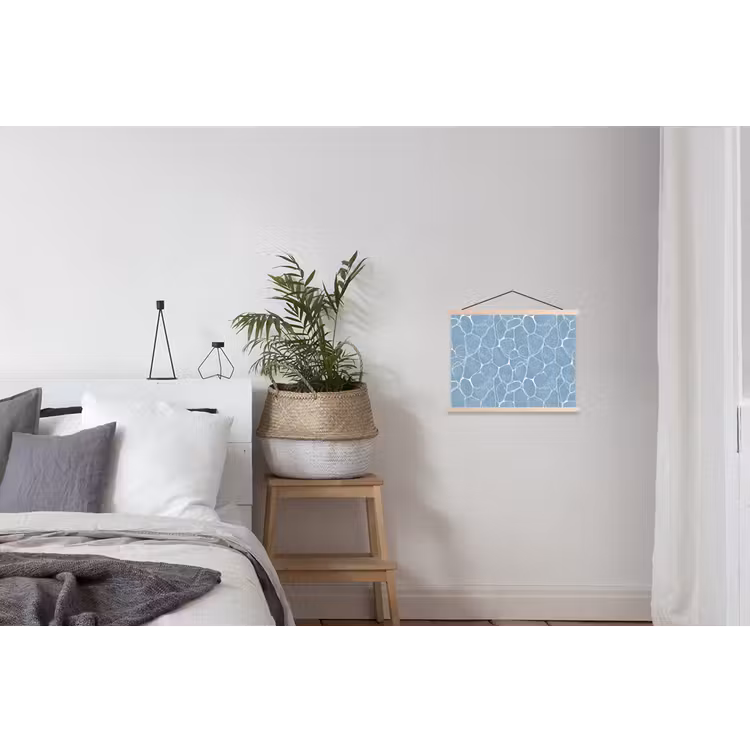 Organisch - Patroon - Blauw textielposter latten blank klein 122 -woonkamer