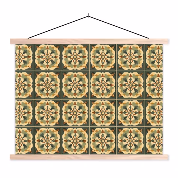 Ornament - Patroon - Groen textielposter latten blank klein 122 -3d