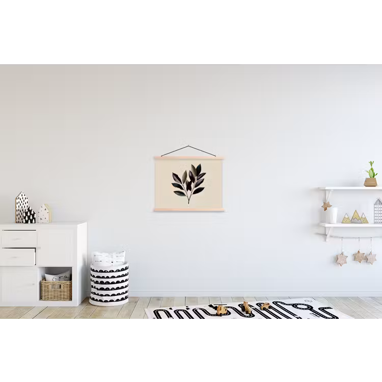 Ovaal - Olijfgroen - Simpel textielposter latten blank klein -kinderkamer