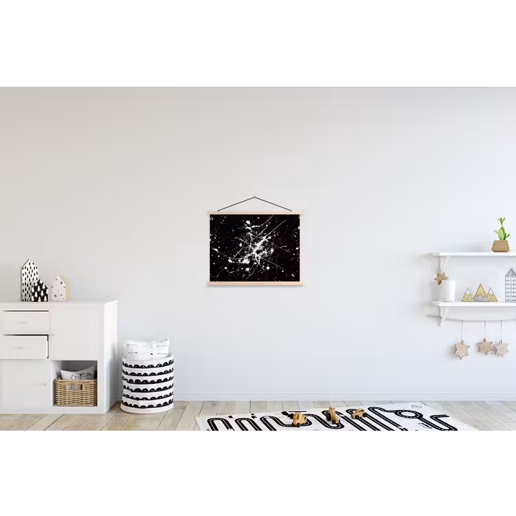 Verfspatten - Wit - Abstract - Explosie textielposter latten blank klein -kinderkamer