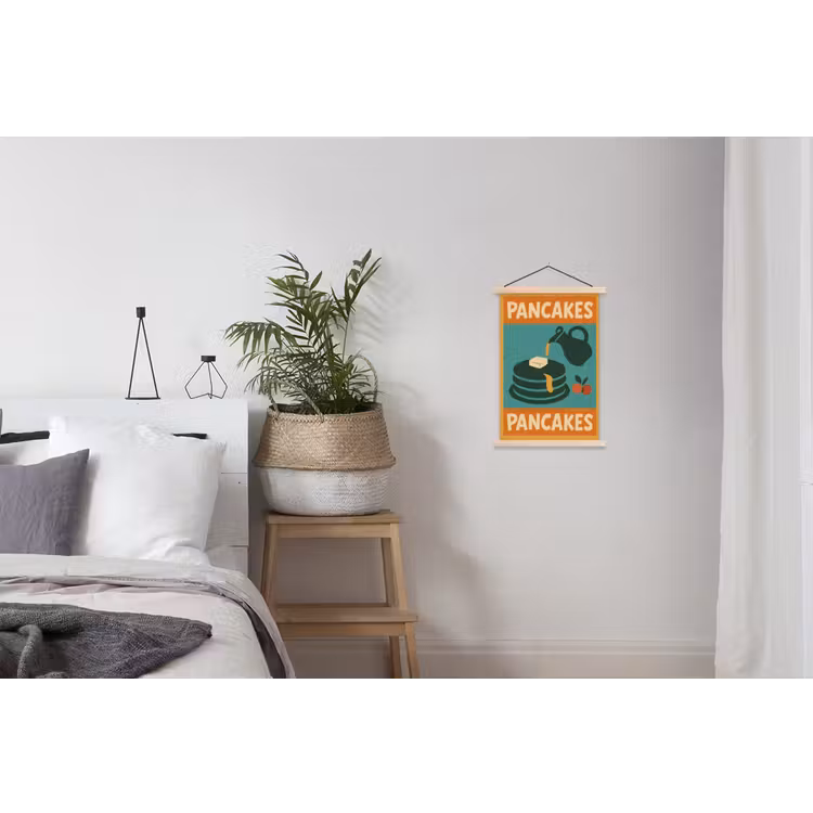Pannenkoeken - Siroop - Illustratie - Oranje textielposter latten blank klein -woonkamer