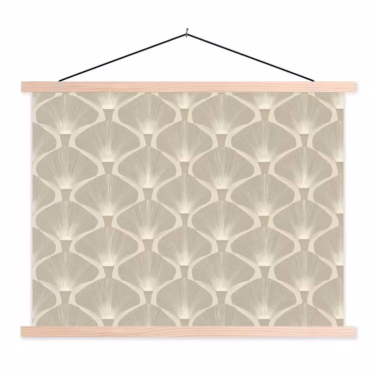 Paneel - Ginkgo - Zand textielposter latten blank klein 122 -3d