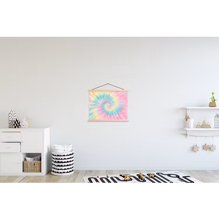Pasteltinten - Tie dye - Roze textielposter latten blank klein -kinderkamer