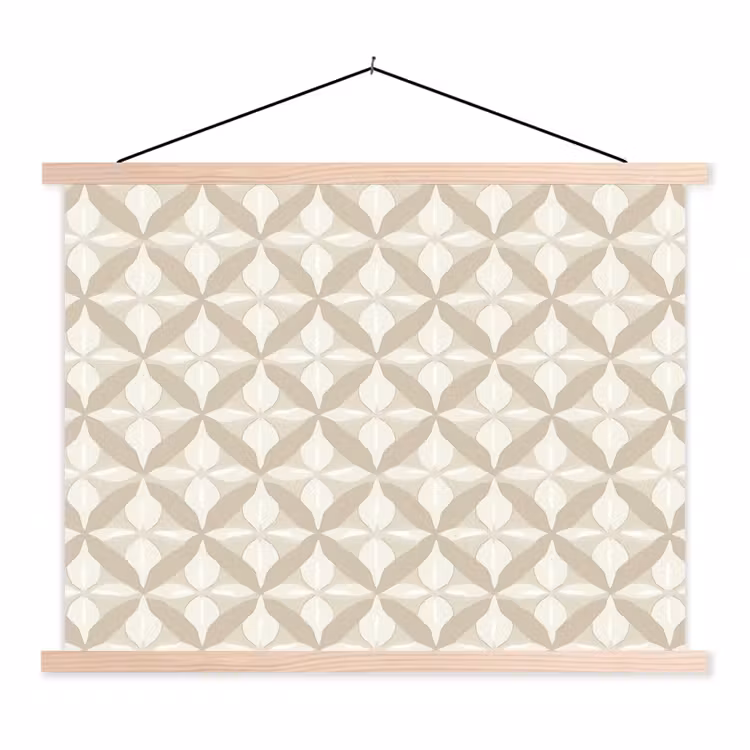 Patroon - Klassiek - Beige textielposter latten blank klein 122 -3d
