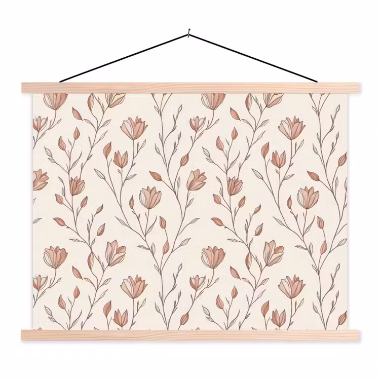 Patroon - Klassiek - Roze textielposter latten blank klein 122 -3d