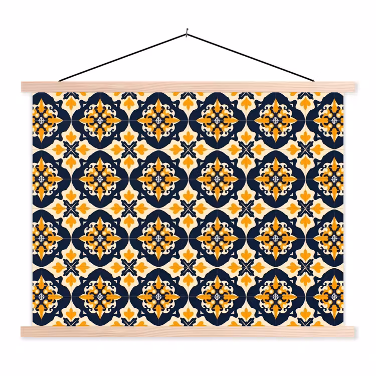 Patroon - Siertegel - Kleurrijk textielposter latten blank klein 122 -3d