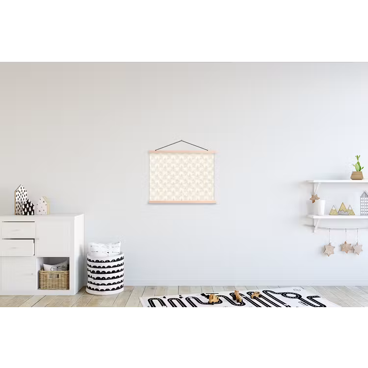 Patroon - Bloemen - Beige textielposter latten blank klein 122 -kinderkamer