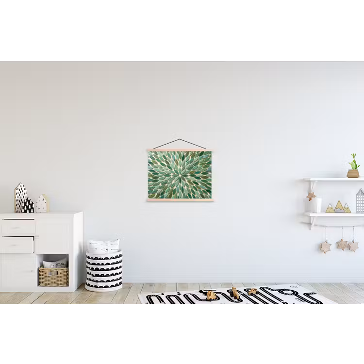 Patroon - Blad - Groen - Abstract textielposter latten blank klein -kinderkamer