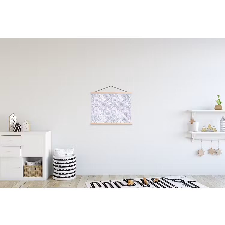 Patroon - Lijnen - Organisch - Abstract - Blauw textielposter latten blank klein -kinderkamer