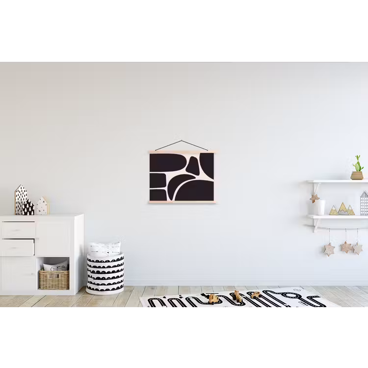 Hanging Poster - Pattern - Organic - Black - Patroon - Organisch - Zwart textielposter latten blank klein
