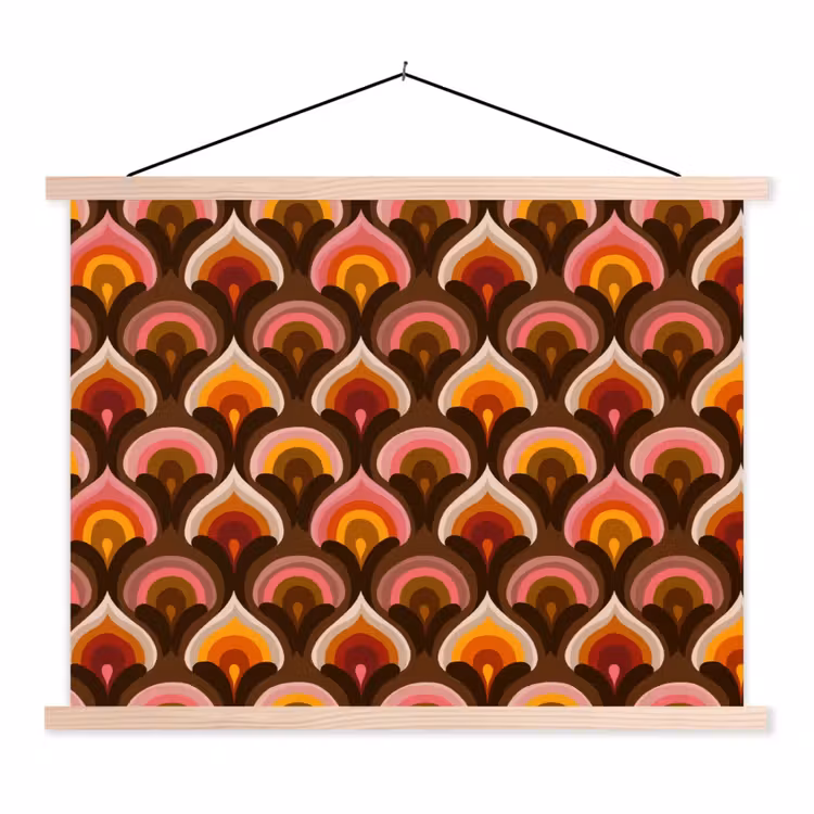 Patroon - Retro - Kleurrijk textielposter latten blank klein 122 -3d
