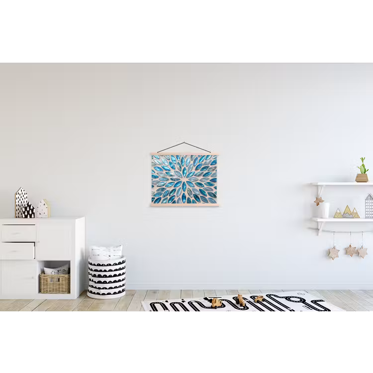 Patroon - Glans - Abstract - Blauw - Decoratie textielposter latten blank klein -kinderkamer