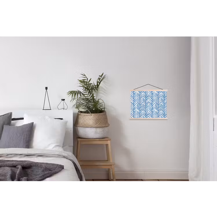 Patroon - Streep - Blauw textielposter latten blank klein 122 -woonkamer