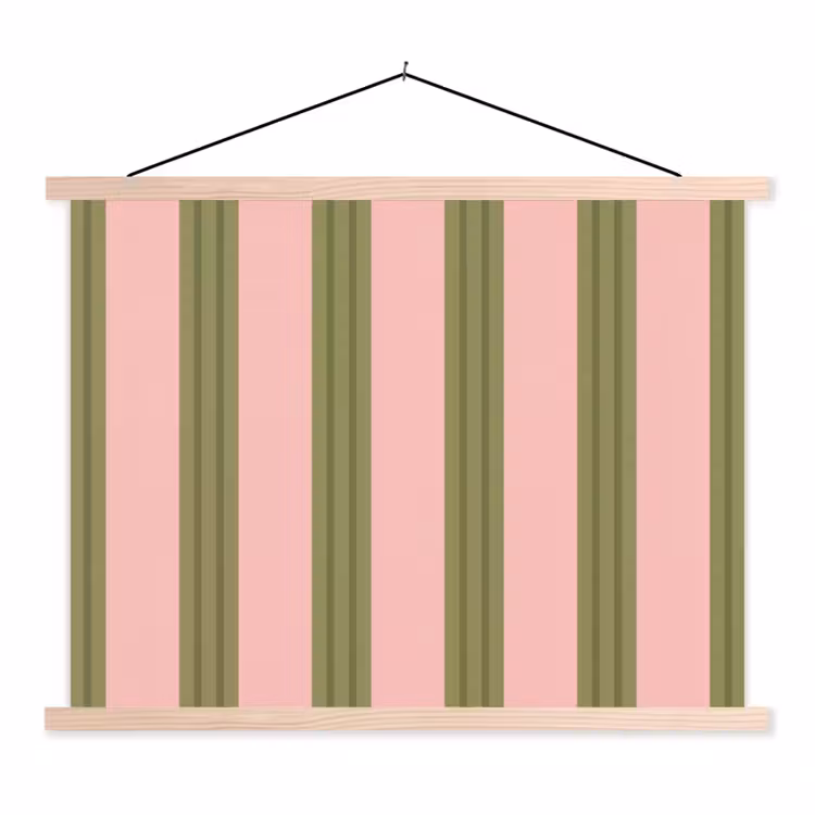 Patroon - Strepen - Abstract - Roze - Groen textielposter latten blank klein -3d
