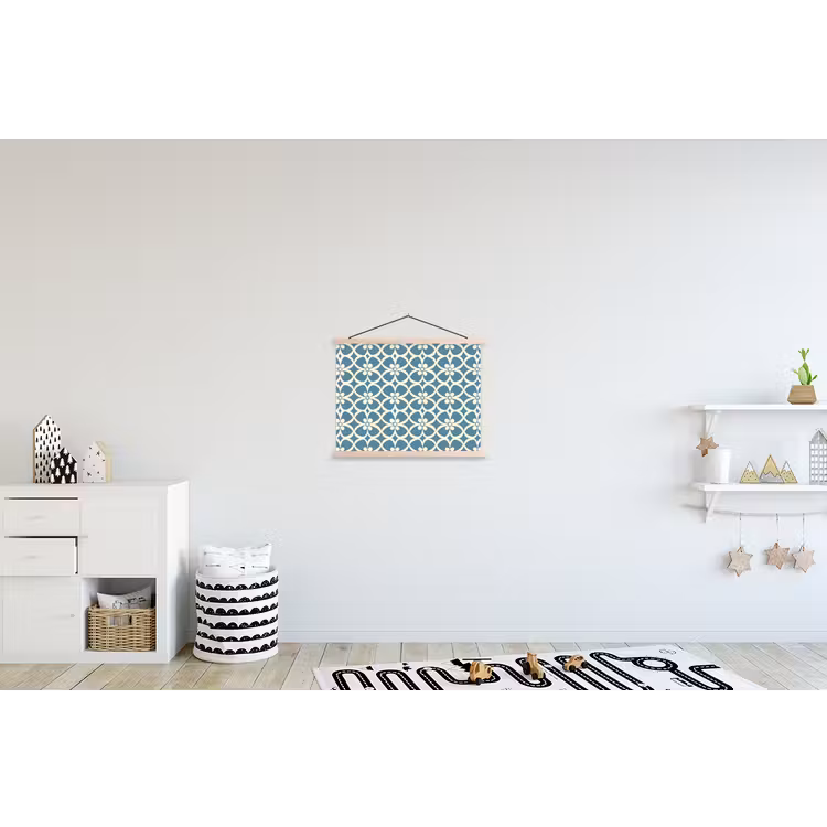 Patroon - Symmetrisch - Blauw textielposter latten blank klein 122 -kinderkamer