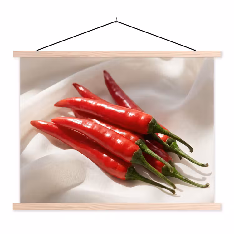 Hanging Poster - Pepper - Red - Food - Peper - Rood - Eten textielposter latten blank klein