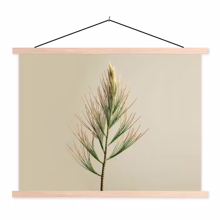 Dennentak - Naaldvormige bladeren - Lichtgroen textielposter latten blank klein -3d