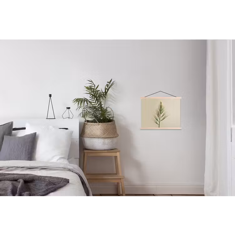 Dennentak - Naaldvormige bladeren - Lichtgroen textielposter latten blank klein -woonkamer