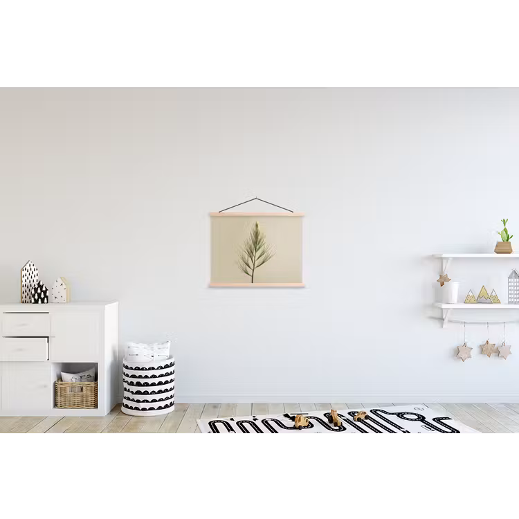 Dennentak - Naaldvormige bladeren - Lichtgroen textielposter latten blank klein -kinderkamer
