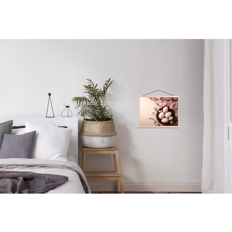 Roze - Bloesems - Eieren textielposter latten blank klein -woonkamer