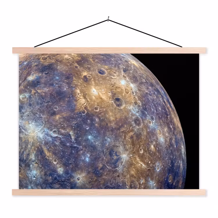 Hanging Poster - Planet - Craters - Space - Planeet - Kraters - Ruimte textielposter latten blank klein