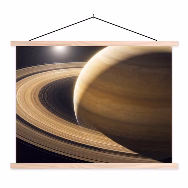 Hanging Poster - Planet - Rings - Space - Planeet - Ringen - Ruimte textielposter latten blank klein