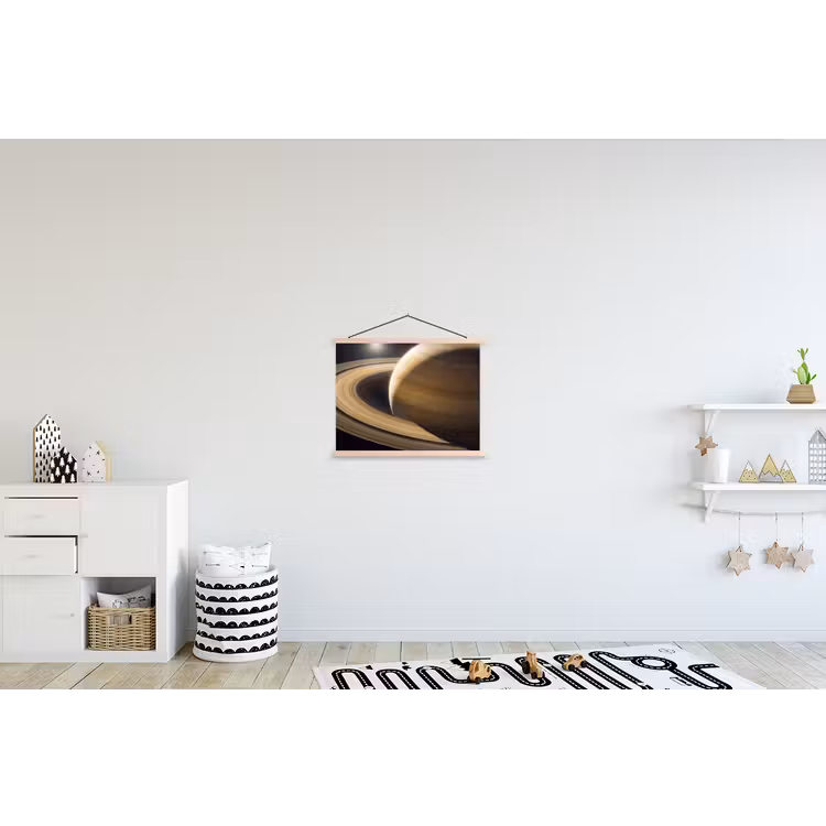 Hanging Poster - Planet - Rings - Space - Planeet - Ringen - Ruimte textielposter latten blank klein