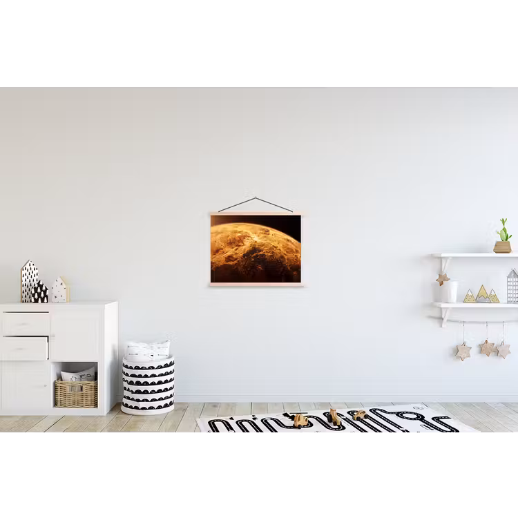 Hanging Poster - Planet - Space - Orange - Planeet - Ruimte - Oranje textielposter latten blank klein