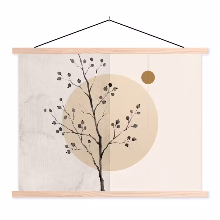 Hanging Poster - Plant - Abstract - Beige - Plant - Abstract - Beige textielposter latten blank klein