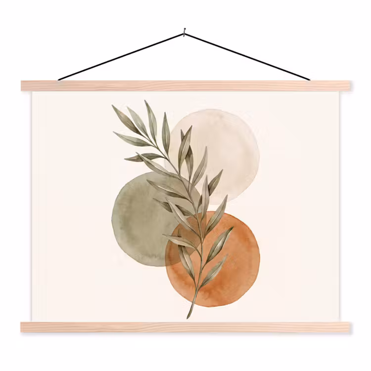 Hanging Poster - Plant - Circles - Abstract - Plant - Cirkels - Abstract textielposter latten blank klein