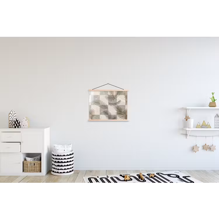 Planten - Bladeren - Marmer - Modern - Groen textielposter latten blank klein -kinderkamer