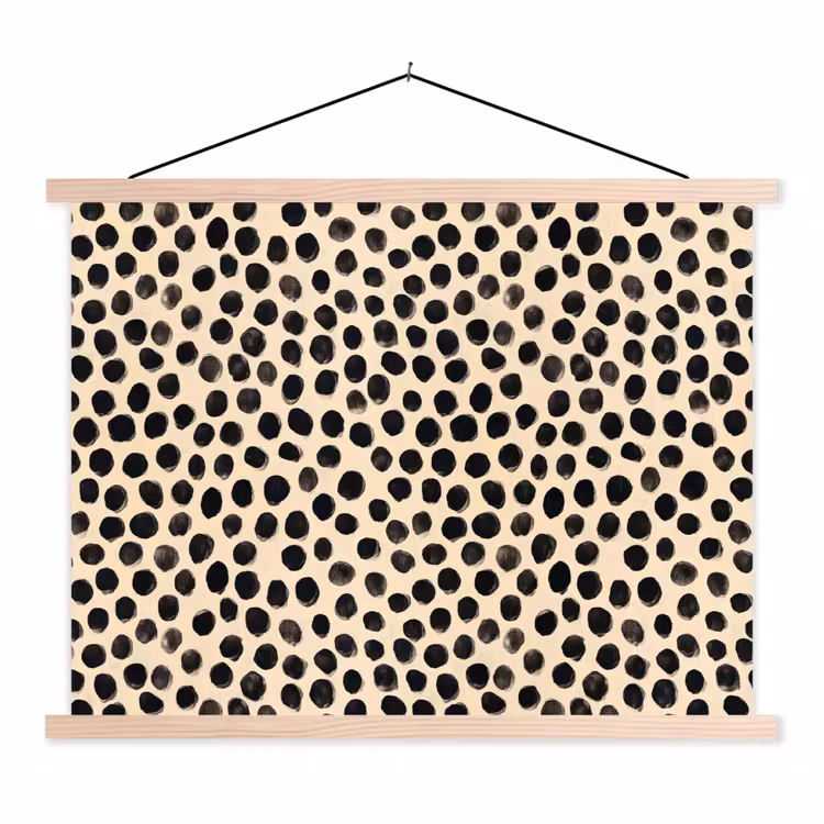 Stippen - Patroon - Zwart textielposter latten blank klein 122 -3d