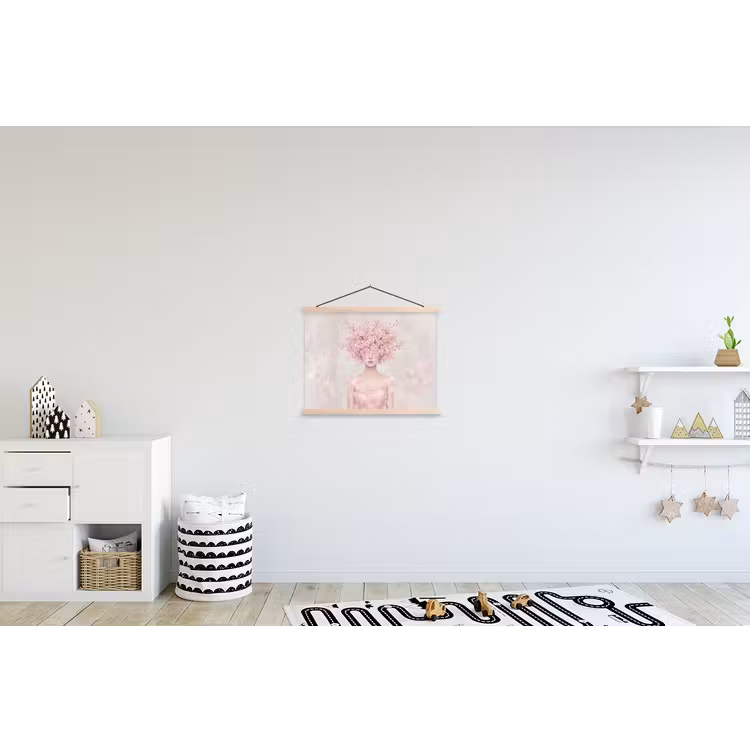 Portret - Kersenbloesem - Roze textielposter latten blank klein -kinderkamer