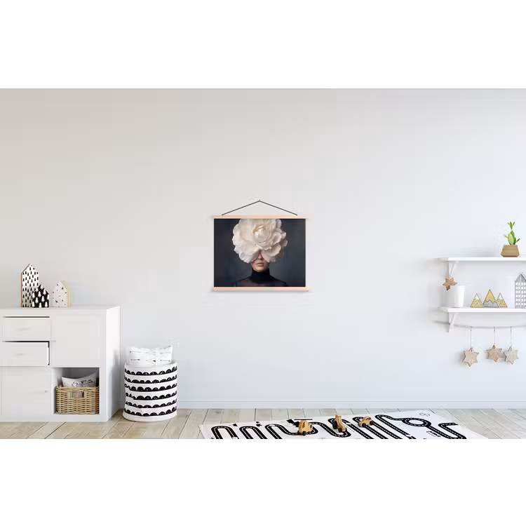 Portret - Mysterieus - Wit textielposter latten blank klein -kinderkamer