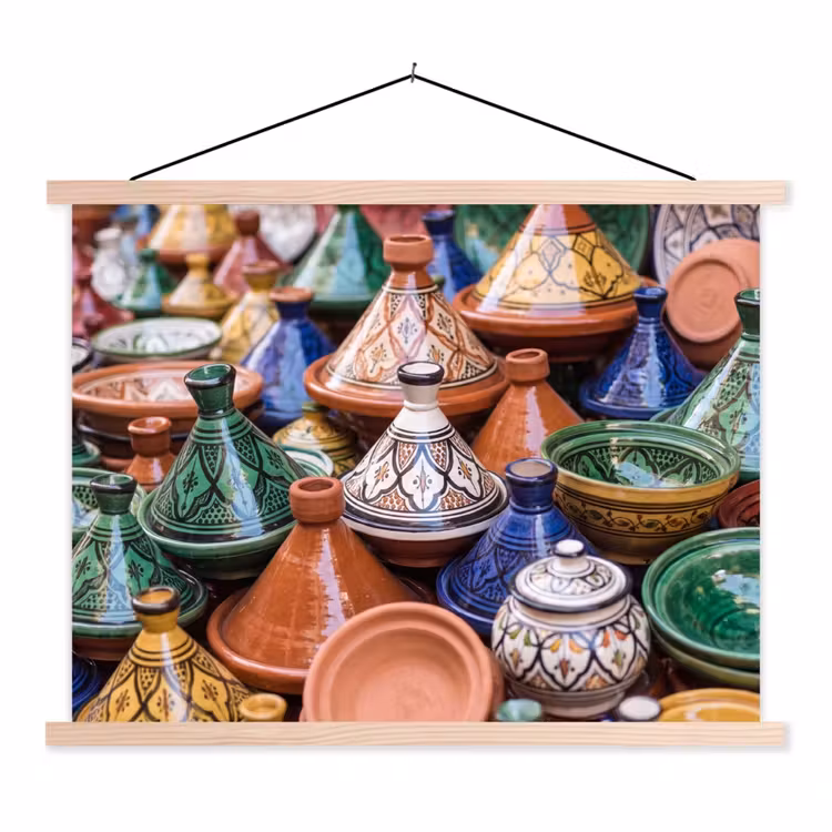 Hanging Poster - Pottery - Colorful - Pattern - Aardewerk - Kleurrijk - Patroon textielposter latten blank klein