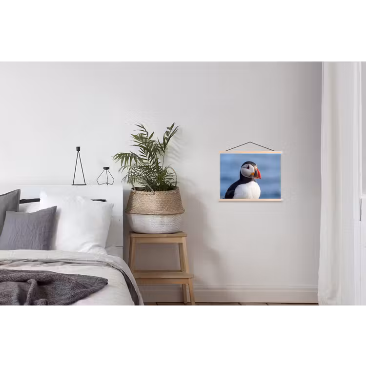 Papegaaiduiker - Portret - Natuur textielposter latten blank klein -woonkamer