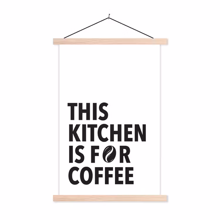 Quotes - Koffie - Bonen - Modern textielposter latten blank klein -3d