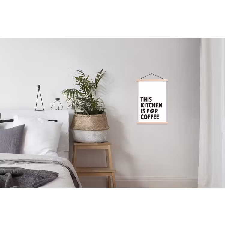 Quotes - Koffie - Bonen - Modern textielposter latten blank klein -woonkamer