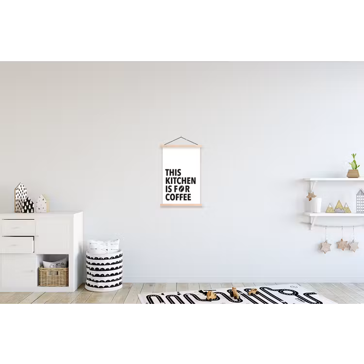 Quotes - Koffie - Bonen - Modern textielposter latten blank klein -kinderkamer