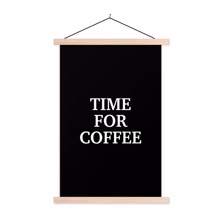 Quotes - Letters - Koffie - Zwart textielposter latten blank klein -3d