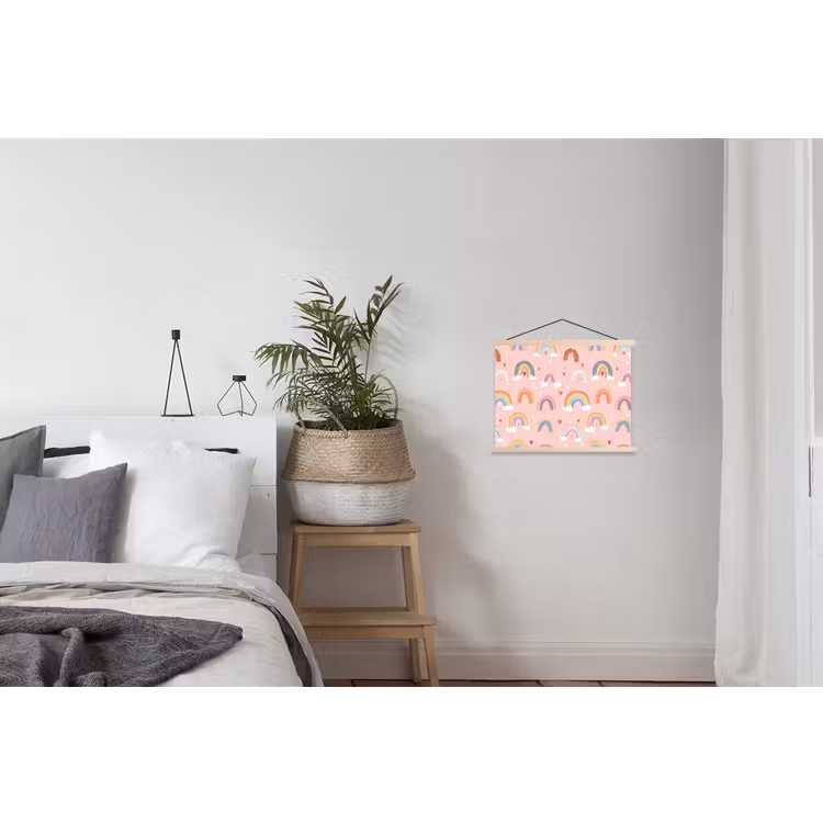 Regenboog - Patroon - Pastel textielposter latten blank klein -woonkamer