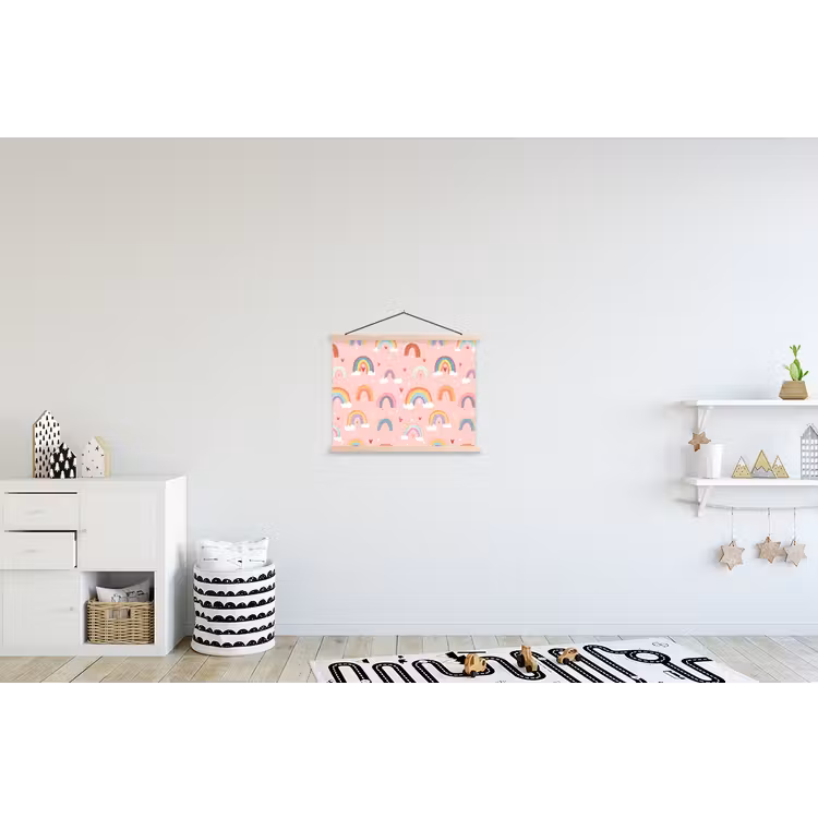 Regenboog - Patroon - Pastel textielposter latten blank klein -kinderkamer