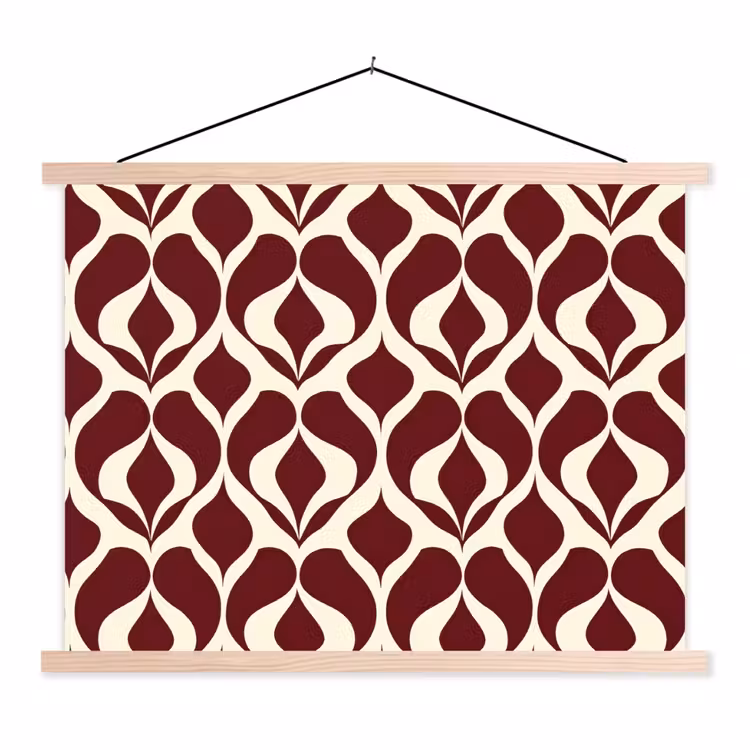 Rood - Druppelpatroon - Grafisch textielposter latten blank klein 122 -3d