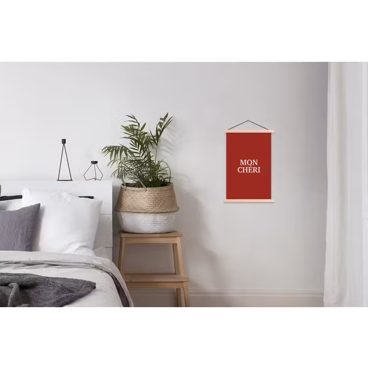 Rood - Frans - Quotes textielposter latten blank klein -woonkamer