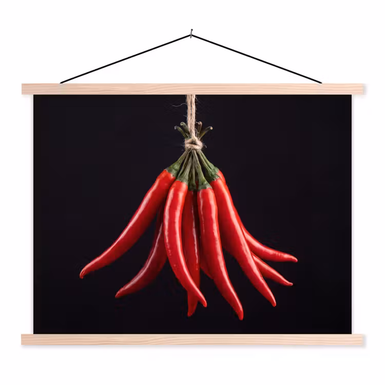 Hanging Poster - Red Pepper - Food - Rode peper - Eten textielposter latten blank klein