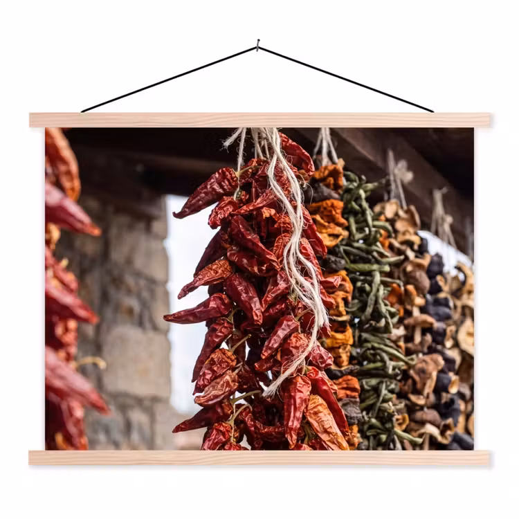 Hanging Poster - Red Peppers - Food - Rode pepers - Eten textielposter latten blank klein