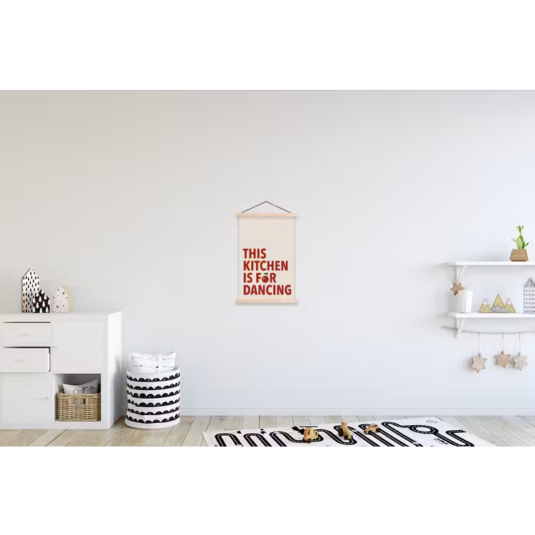 Rood - Quote - Kersen textielposter latten blank klein -kinderkamer