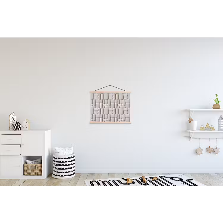 Reliëf - Structuur - Wit textielposter latten blank klein 122 -kinderkamer