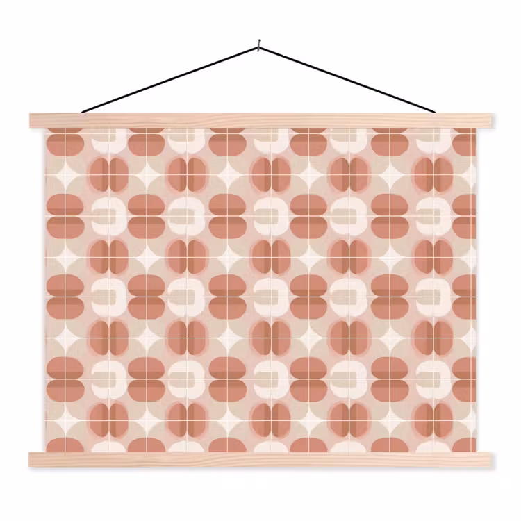 Retro - Klassiek - Roze textielposter latten blank klein 122 -3d